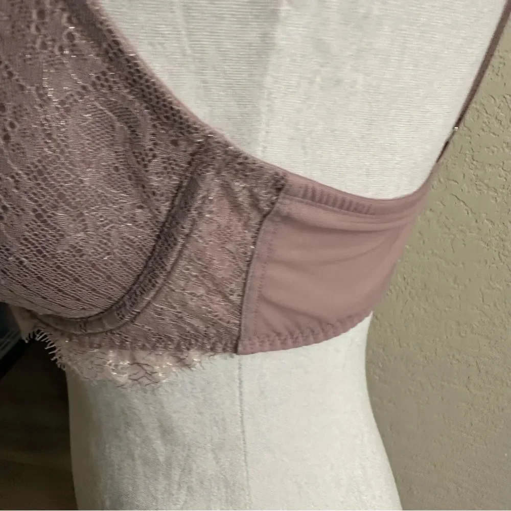 Victoria's Secret Dream Angels Lined Demi Bra Mauve 36D Womens‎ Lace Shimmer